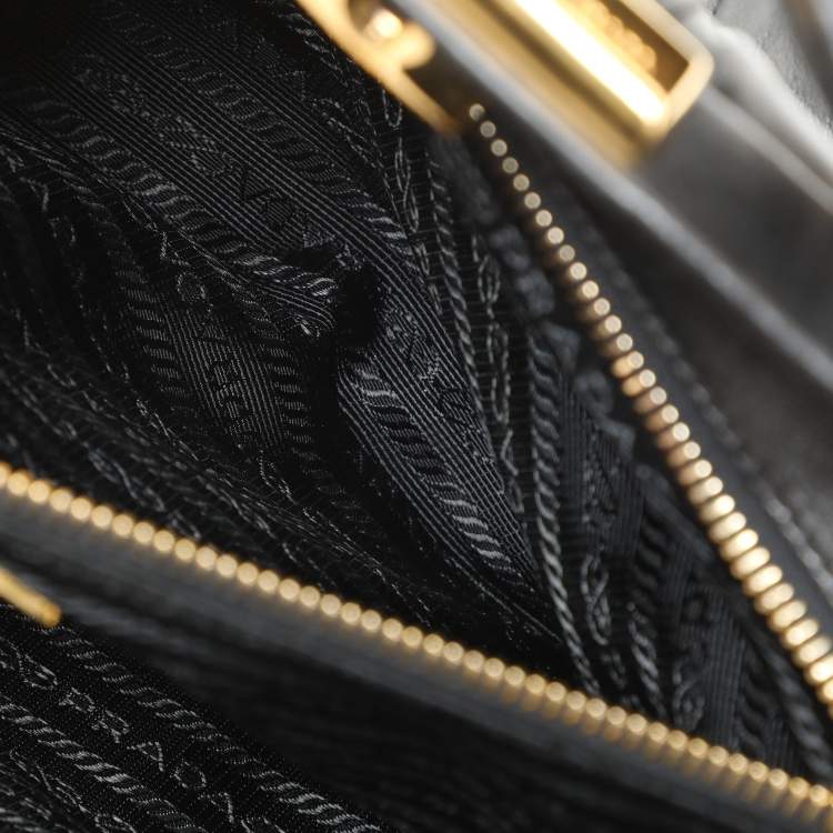 Pre Owned Prada Black Matelasse Leather Top Handle Bag