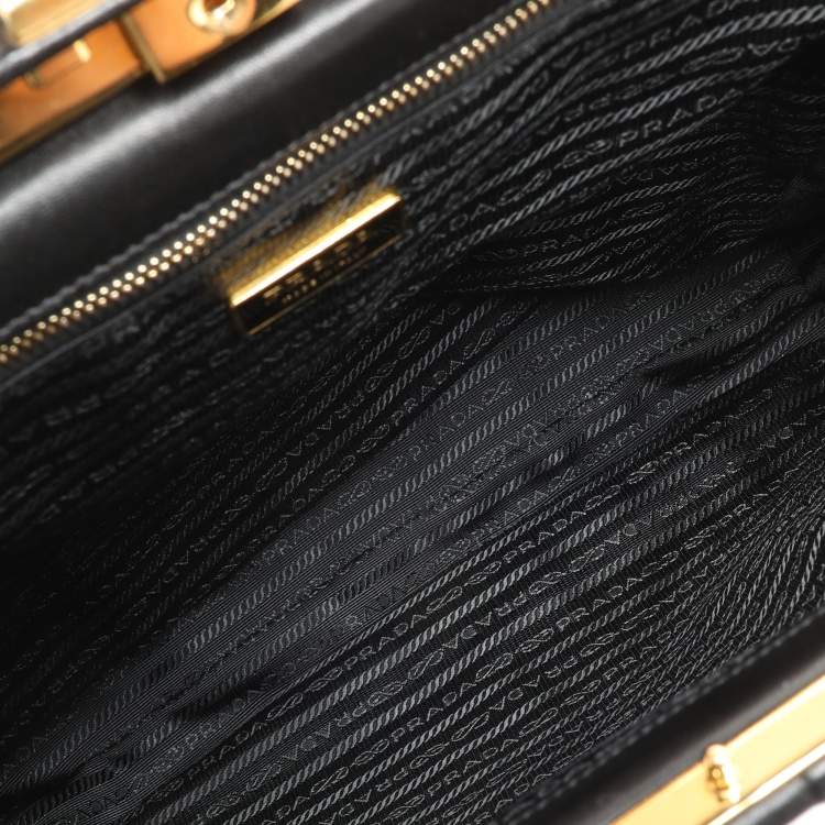 Pre Owned Prada Black Matelasse Leather Top Handle Bag