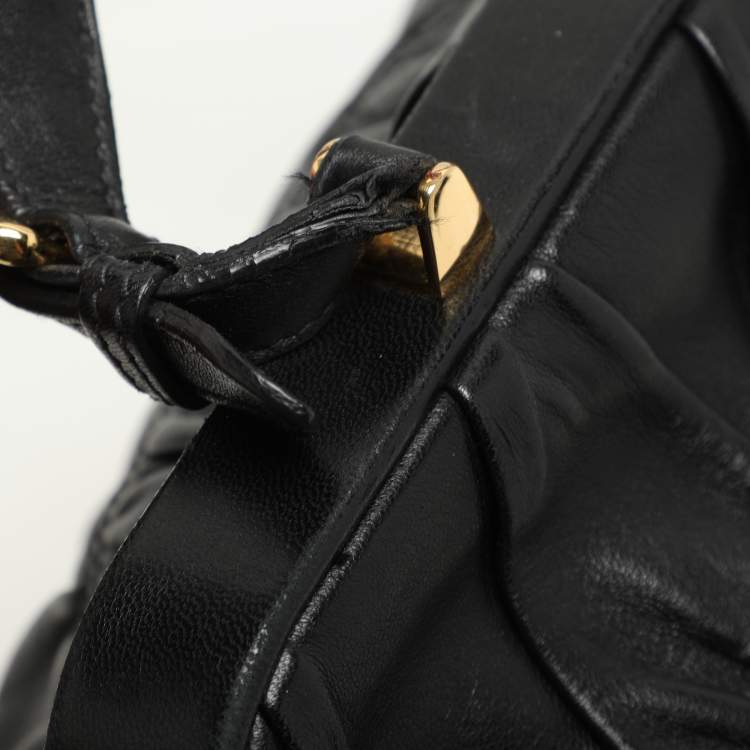 Pre Owned Prada Black Matelasse Leather Top Handle Bag
