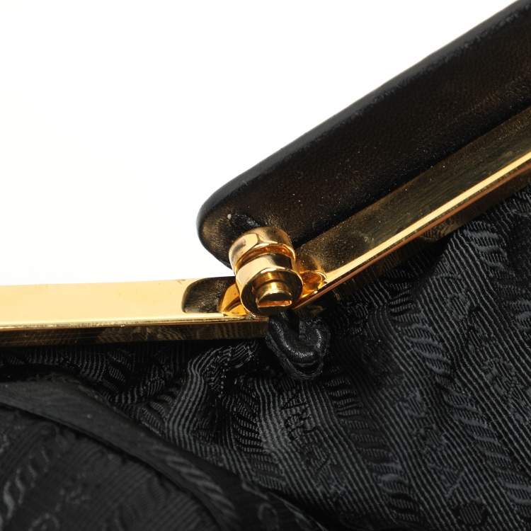 Pre Owned Prada Black Matelasse Leather Top Handle Bag