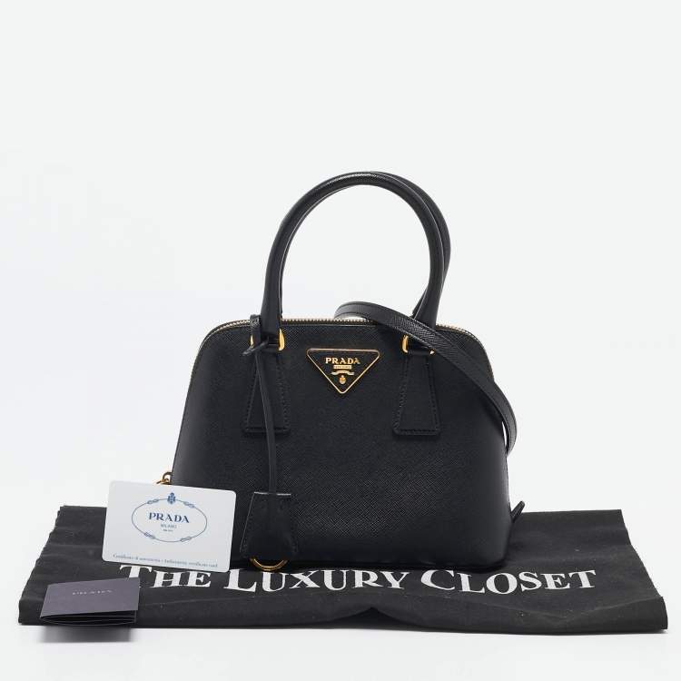 Pre Owned Prada Black Saffiano Lux Leather Small Promenade Satchel
