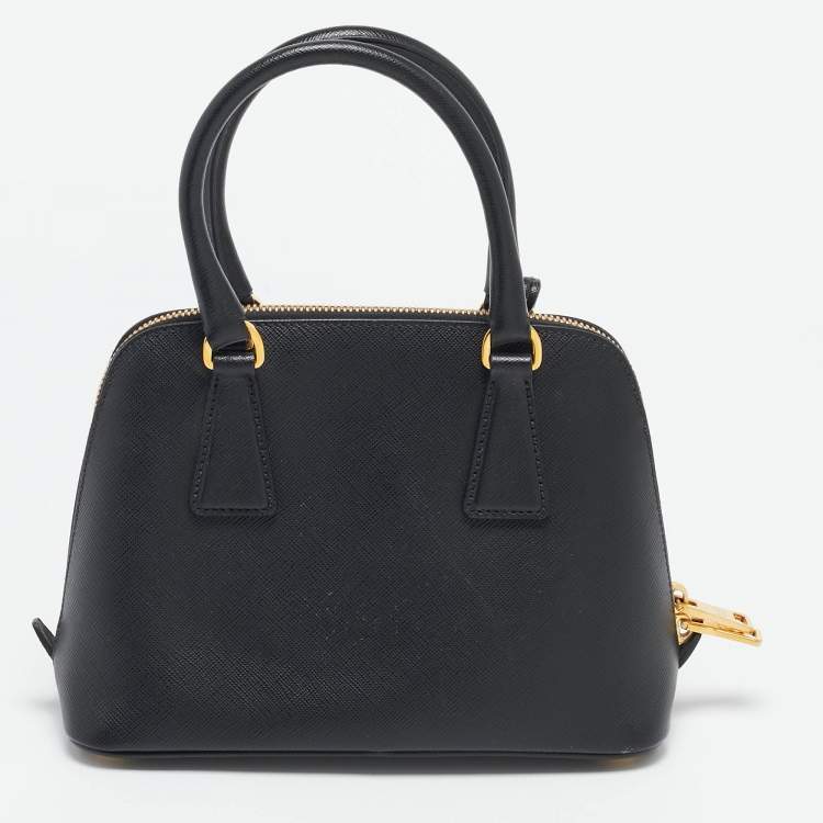Pre Owned Prada Black Saffiano Lux Leather Small Promenade Satchel