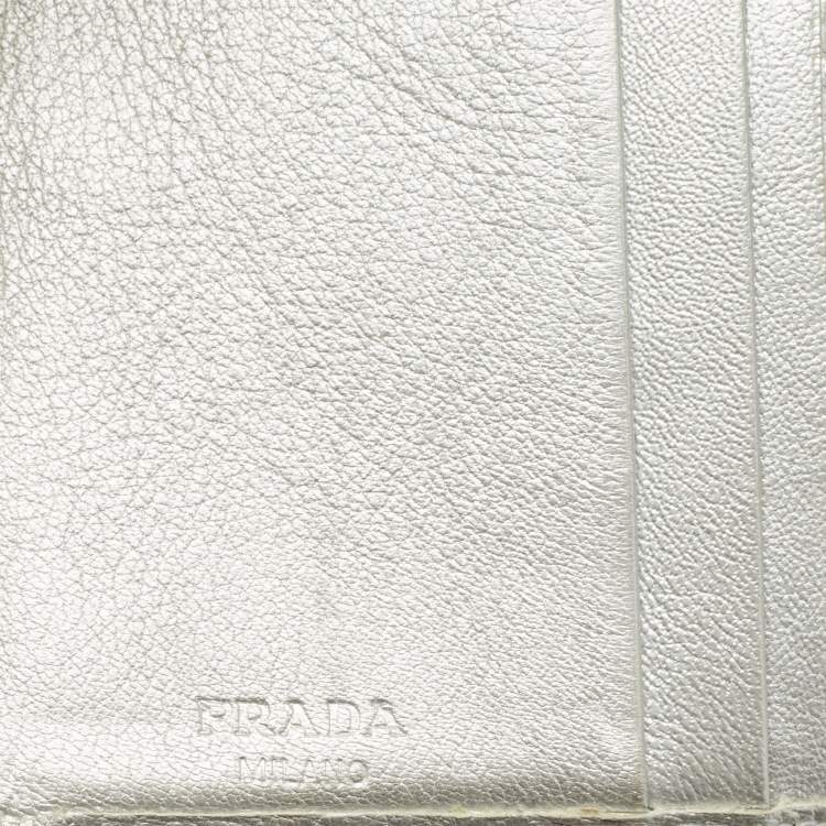 Pre Owned Prada Pink/Silver Nylon and Leather Trifold Wallet