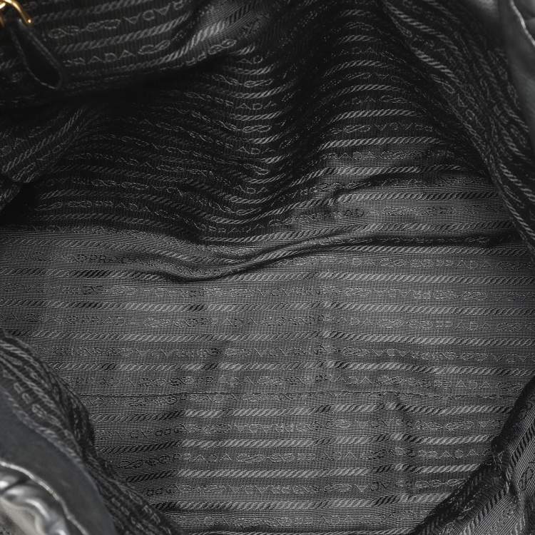 Pre Owned Prada Black Leather Gauffre Antic Tote