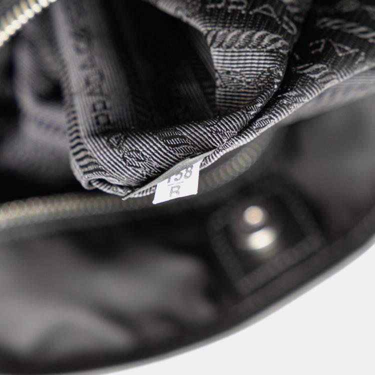 Pre Owned Prada Black Tessuto Saffiano Trimmed Open Convertible Tote