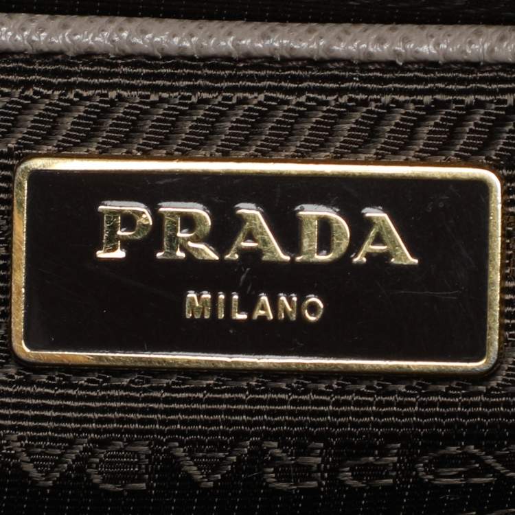 Pre Owned Prada Taupe Saffiano Lux Leather Large Galleria Double Zip Tote