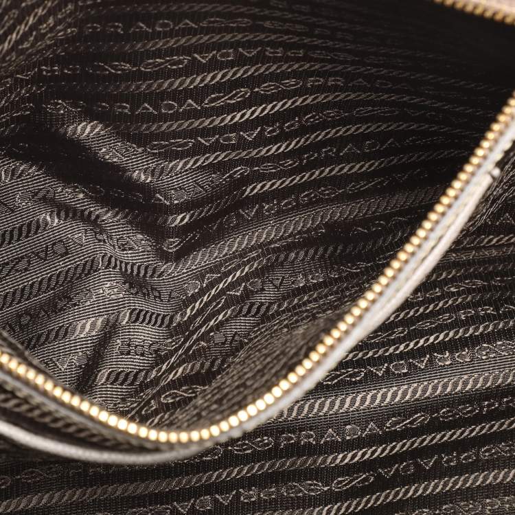 Pre Owned Prada Taupe Saffiano Lux Leather Large Galleria Double Zip Tote