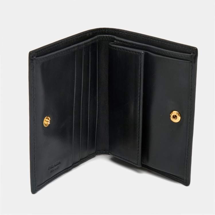 Pre Owned Prada Black Vittelo Move Leather Logo Card Case