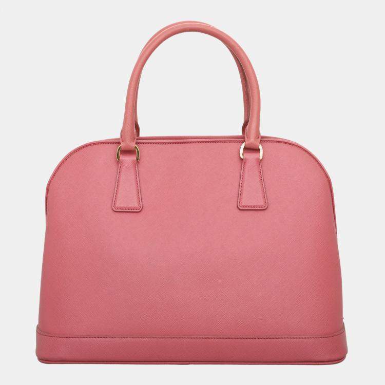 Pre Owned Prada Pink Saffiano Leather Open Medium Tote Bag