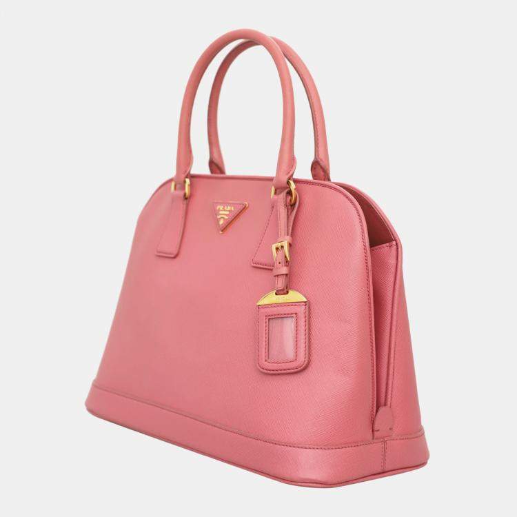 Pre Owned Prada Pink Saffiano Leather Open Medium Tote Bag