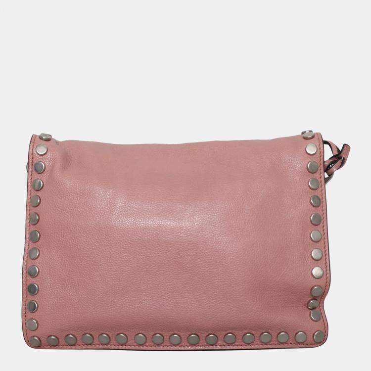 Pre Owned Prada Pink Leather Glace Calf Etiquette Crossbody Bag