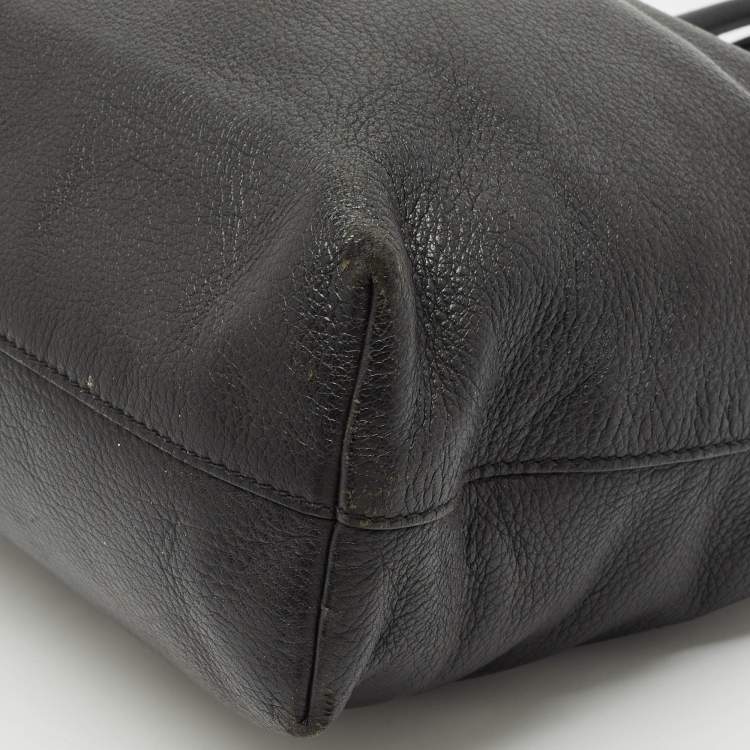 Pre Owned Prada Black Vitello Daino Leather Shopper Tote