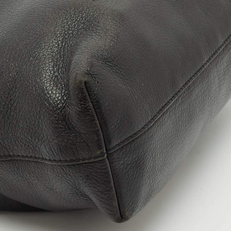 Pre Owned Prada Black Vitello Daino Leather Shopper Tote