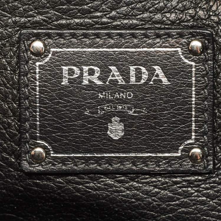 Pre Owned Prada Black Vitello Daino Leather Shopper Tote