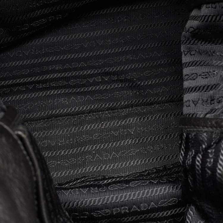 Pre Owned Prada Black Vitello Daino Leather Shopper Tote