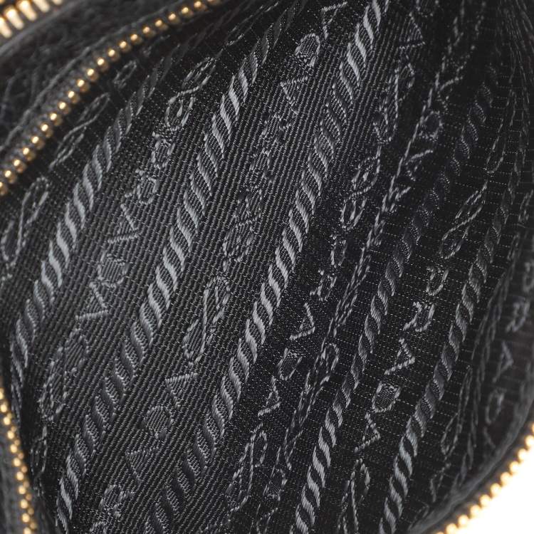 Pre Owned Prada Black Leather Top Zip Clutch