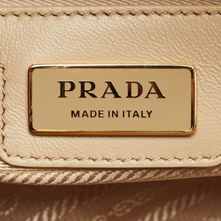 Pre Owned Prada Beige Saffiano Leather and Nylon Re-Edition 1978 Two Handle Bag 