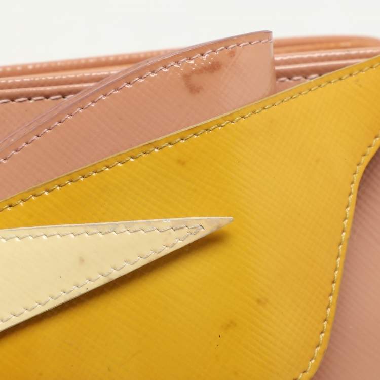 Pre Owned Prada Tricolor Patent Saffiano Leather Bow Shoulder Bag