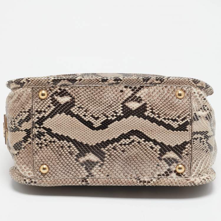 Pre Owned Prada Beige Python Frame Tote