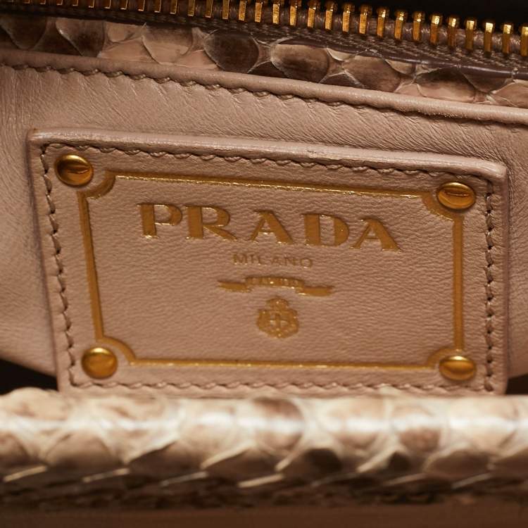 Pre Owned Prada Beige Python Frame Tote