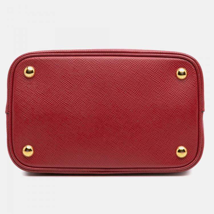 Pre Owned Prada Red Medium Saffiano Cuir Panier Satchel
