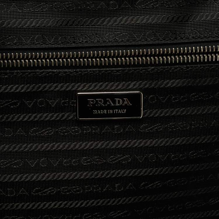 Pre Owned Prada Black Saffiano Leather Rolling Trolley Luggage