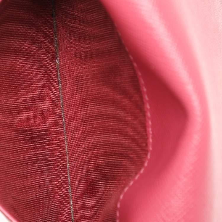Pre Owned Prada Pink Saffiano Leather Wristlet Card Holder