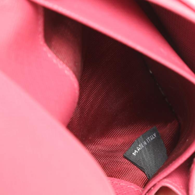 Pre Owned Prada Pink Saffiano Leather Wristlet Card Holder