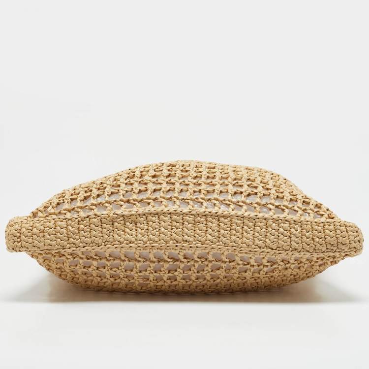 Pre Owned Prada Natural Woven Raffia Beach Tote