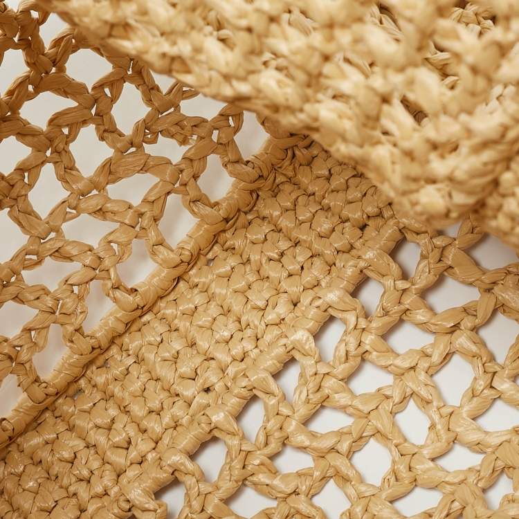 Pre Owned Prada Natural Woven Raffia Beach Tote