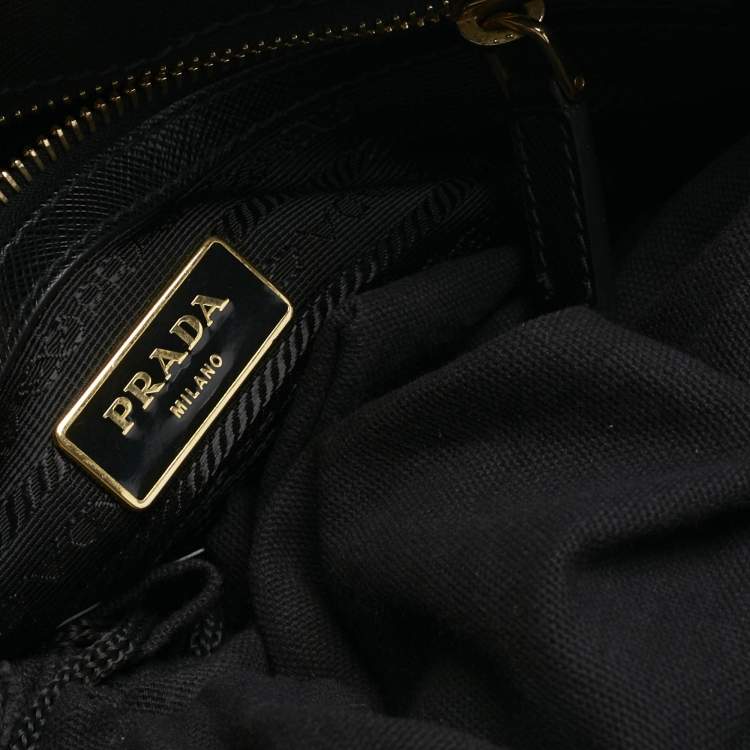 Pre Owned Prada Black Saffiano Lux Leather Middle Zip Tote