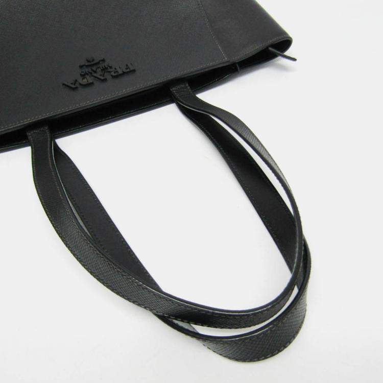 Pre Owned Prada Black Saffiano Leather Tote Bag
