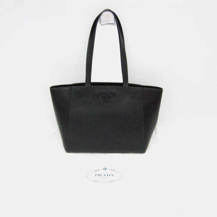 Pre Owned Prada Black Saffiano Leather Tote Bag