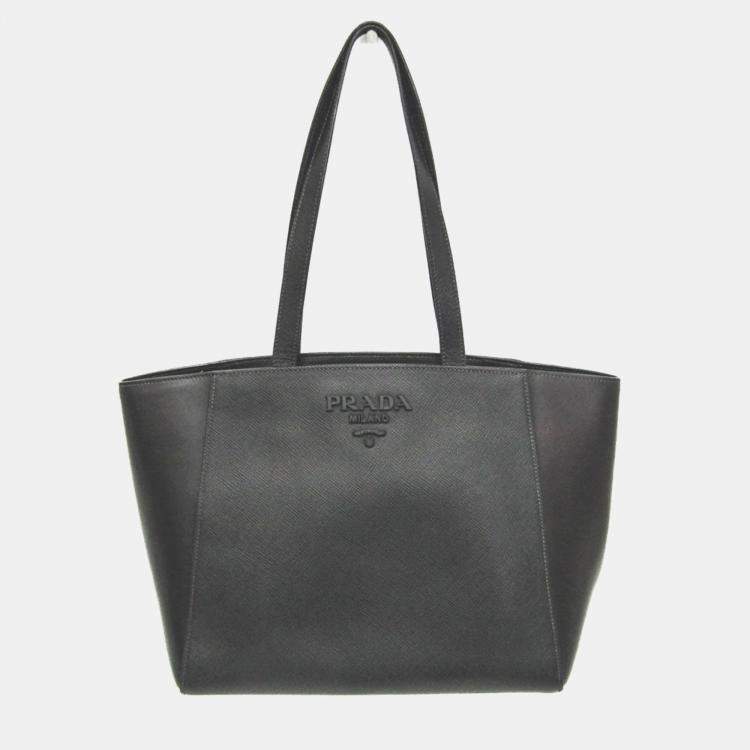 Pre Owned Prada Black Saffiano Leather Tote Bag