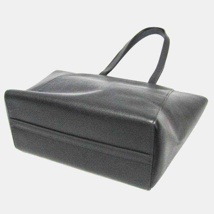 Pre Owned Prada Black Saffiano Leather Tote Bag