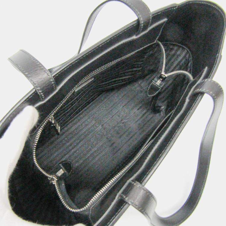 Pre Owned Prada Black Saffiano Leather Tote Bag