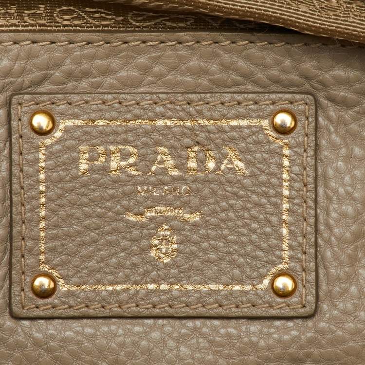 Pre Owned Prada Grey Vitello Daino Leather Double Zip Tote