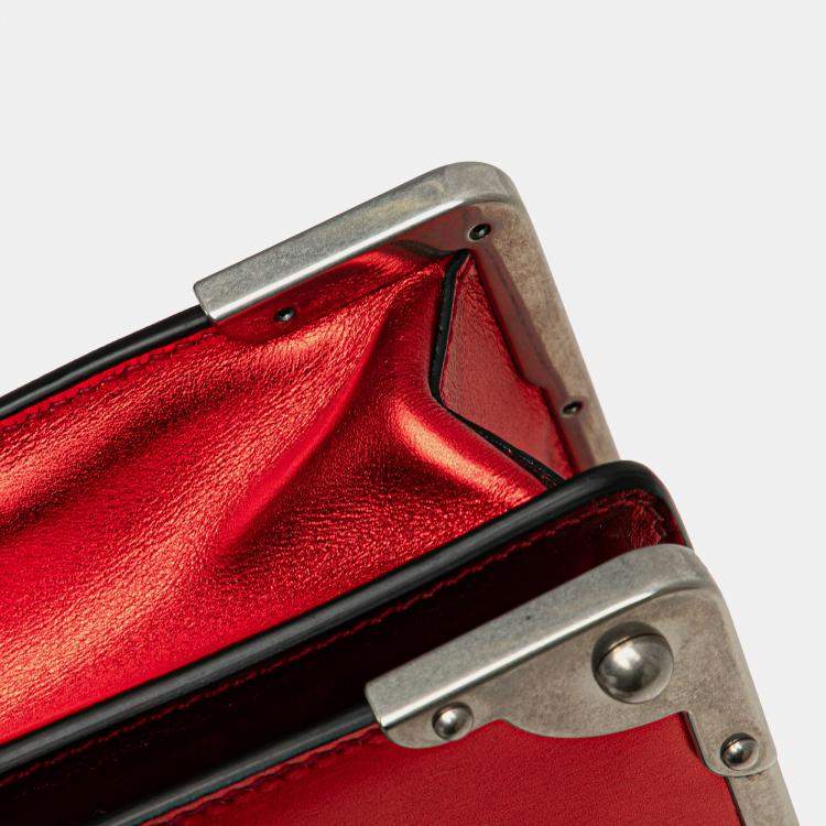 Pre Owned Prada Red Saffiano Trimmed City Calf Cahier Crossbody Bag