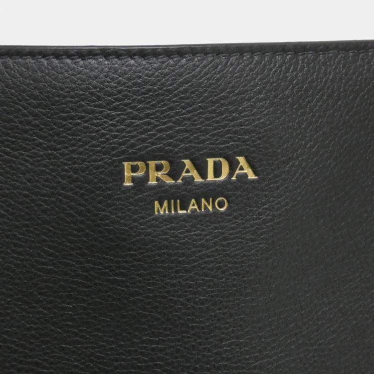 Pre Owned Prada Black Leather Tote Bag