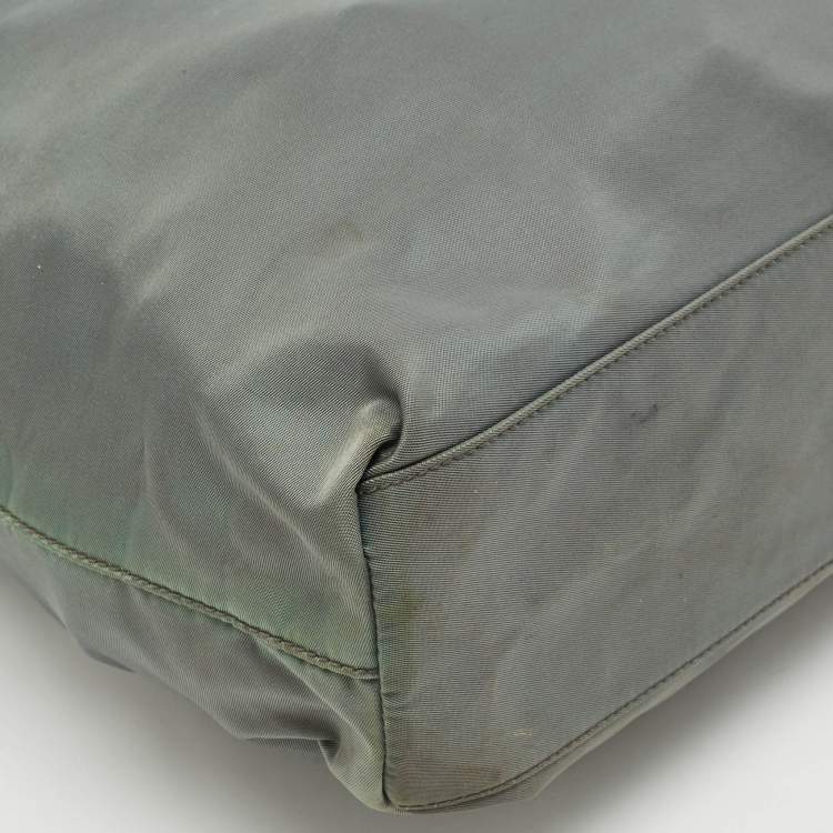 Pre Owned Prada Moose Green Nylon Logo Tote
