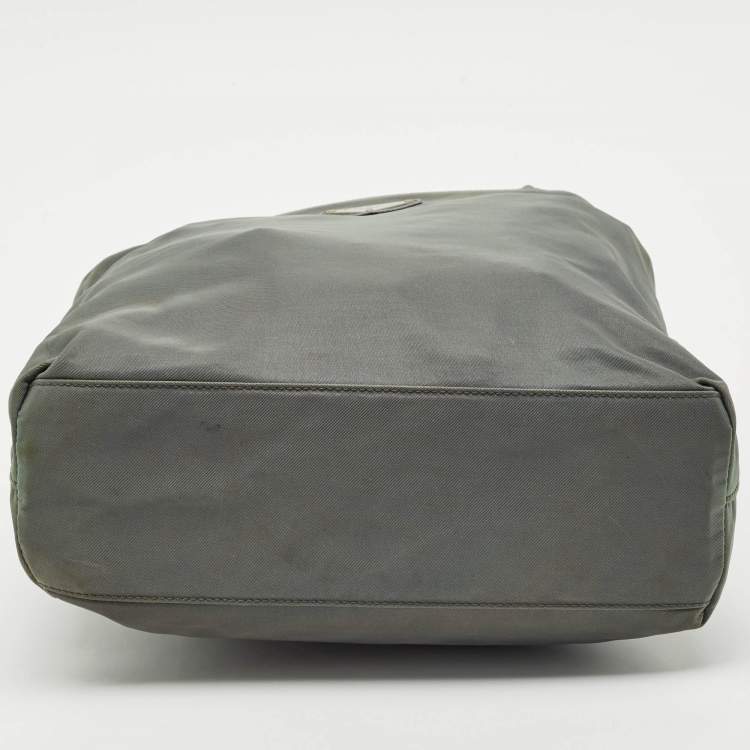 Pre Owned Prada Moose Green Nylon Logo Tote
