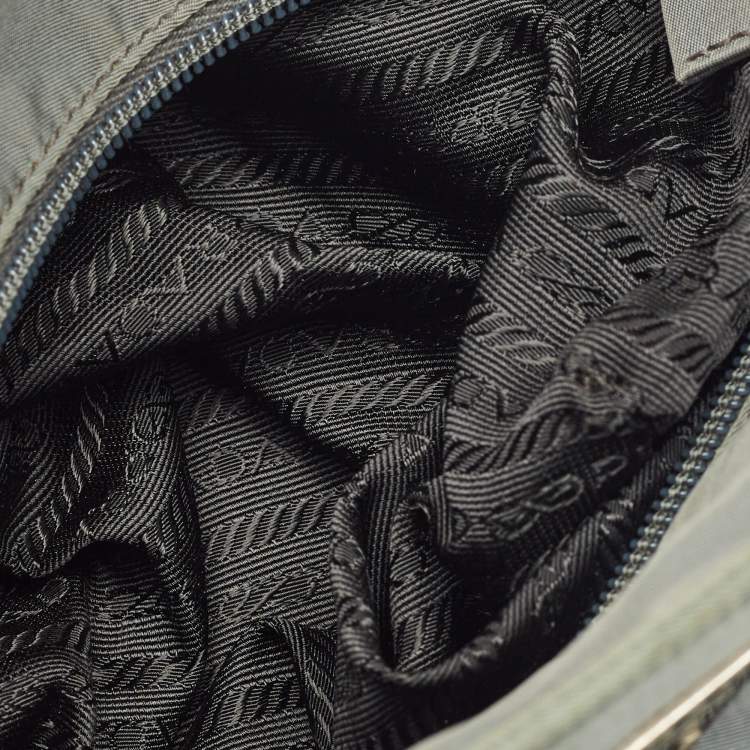 Pre Owned Prada Moose Green Nylon Logo Tote