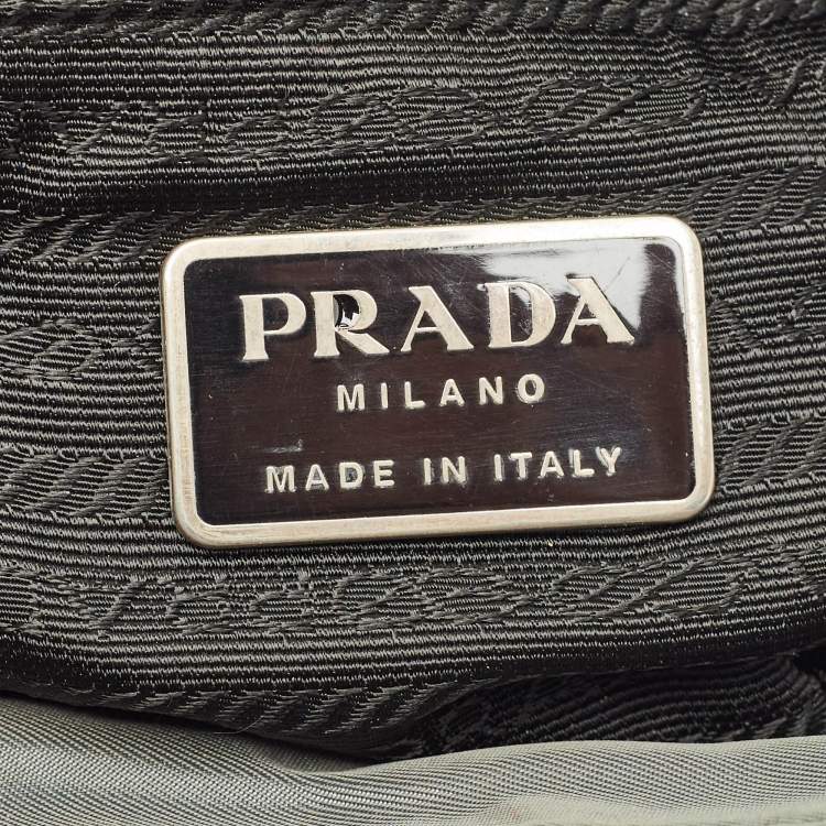 Pre Owned Prada Moose Green Nylon Logo Tote
