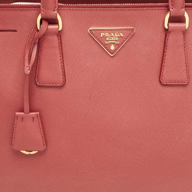 Pre Owned Prada Red Saffiano Leather Large Galleria Double Zip Tote