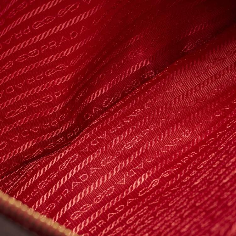 Pre Owned Prada Red Saffiano Leather Large Galleria Double Zip Tote