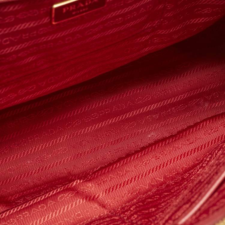 Pre Owned Prada Red Saffiano Leather Large Galleria Double Zip Tote