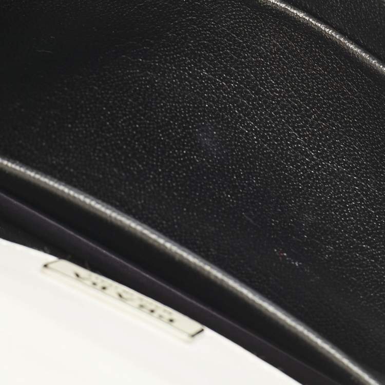 Pre Owned Prada White/Black Saffiano and Leather Crystal Embellished Cahier Crossbody Bag