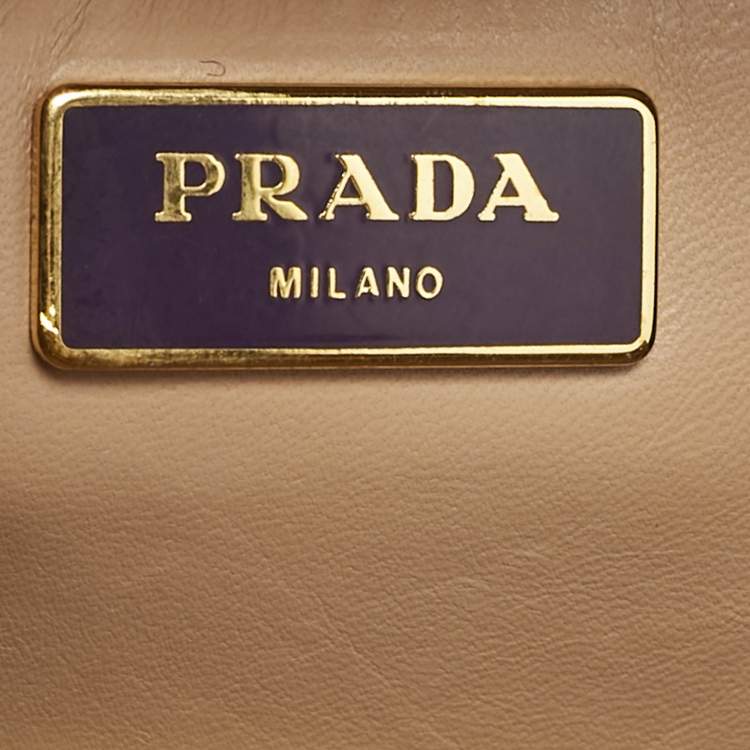 Pre Owned Prada Purple/Grey Saffiano Patent Leather Studded Pyramid Frame Satchel