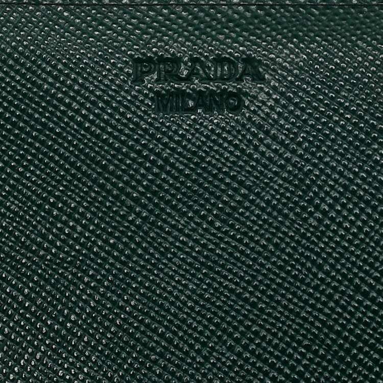 Pre Owned Prada Green Leather Logo Flap Continental Wallet