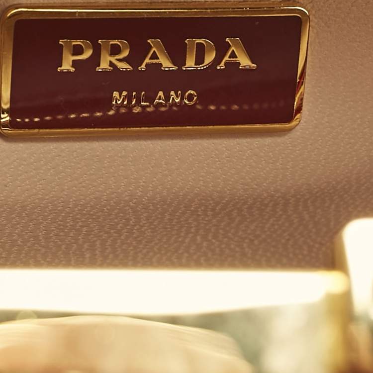Pre Owned Prada Red Patent Leather Pyramid Frame Satchel